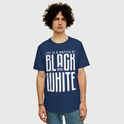 Футболка оверсайз мужская Juventus: Black & White, цвет: тёмно-синий — фото 2