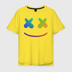 Мужская футболка оверсайз Marshmello: Rainbow Face