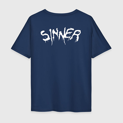 Мужская футболка оверсайз SINNER / Тёмно-синий – фото 2