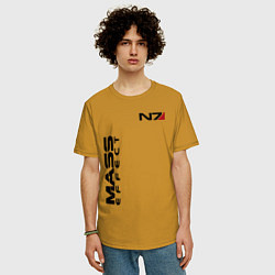 Футболка оверсайз мужская MASS EFFECT N7, цвет: горчичный — фото 2