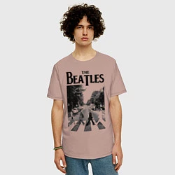 Футболка оверсайз мужская The Beatles: Mono Abbey Road, цвет: пыльно-розовый — фото 2