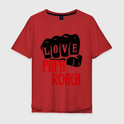 Футболка оверсайз мужская Love Papa Roach цвета красный — фото 1