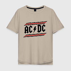 Футболка оверсайз мужская AC/DC Voltage, цвет: миндальный
