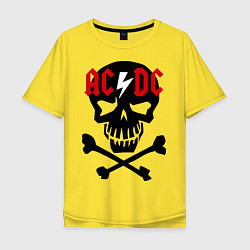 Футболка оверсайз мужская AC/DC Skull, цвет: желтый