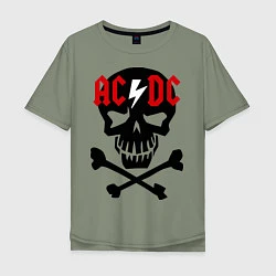 Футболка оверсайз мужская AC/DC Skull, цвет: авокадо