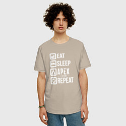 Футболка оверсайз мужская Eat, Sleep, Apex, Repeat, цвет: миндальный — фото 2