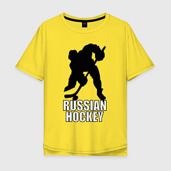 Мужская футболка оверсайз Russian Black Hockey