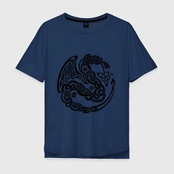 Футболка оверсайз мужская Кельтский дракон, цвет: тёмно-синий