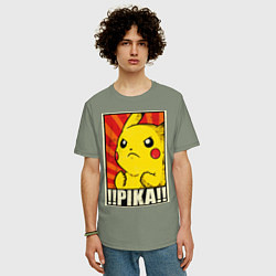 Футболка оверсайз мужская Pikachu: Pika Pika, цвет: авокадо — фото 2