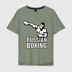 Футболка оверсайз мужская Russian boxing, цвет: авокадо