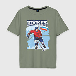 Мужская футболка оверсайз Хоккей Russia