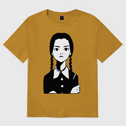 Футболка оверсайз мужская Wednesday Addams, цвет: горчичный