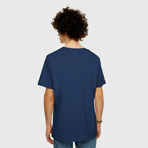 Мужская футболка оверсайз Слоники на закате / Тёмно-синий – фото 4