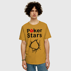 Футболка оверсайз мужская Poker Stars, цвет: горчичный — фото 2