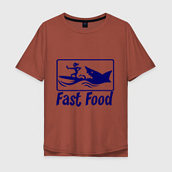 Мужская футболка оверсайз Shark fast food