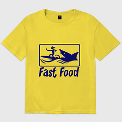 Футболка оверсайз мужская Shark fast food, цвет: желтый