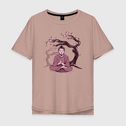 Футболка оверсайз мужская Будда Сакура, цвет: пыльно-розовый