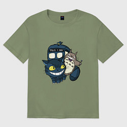 Футболка оверсайз мужская Tardis Totoro, цвет: авокадо