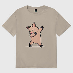 Футболка оверсайз мужская Dabbing Pig, цвет: миндальный