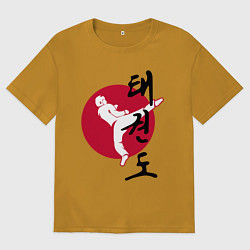 Футболка оверсайз мужская Тхэквондо, цвет: горчичный