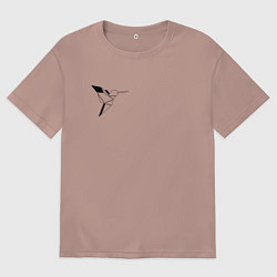 Футболка оверсайз мужская Геометрическая птица, цвет: пыльно-розовый
