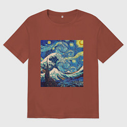Футболка оверсайз мужская Звездная ночь, цвет: кирпичный