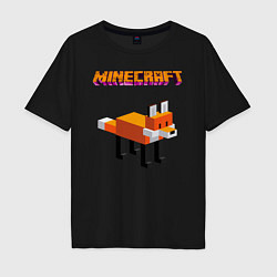 Футболка оверсайз мужская Minecraft - лиса, цвет: черный