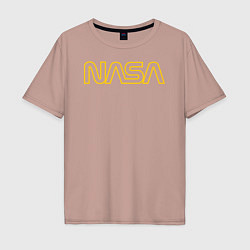 Футболка оверсайз мужская NASA Vision Mission and Core Values на спине, цвет: пыльно-розовый