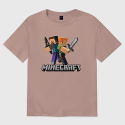 Футболка оверсайз мужская MINECRAFT, цвет: пыльно-розовый