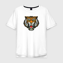 Футболка оверсайз мужская Тигр цвета белый — фото 1
