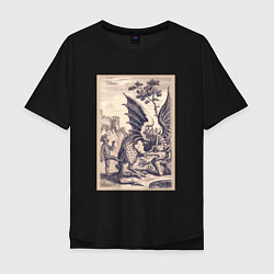 Мужская футболка оверсайз Рыцарь, пинающий Дракона баллада о рыцаре Джоне Ла