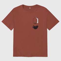 Футболка оверсайз мужская Кот, цвет: кирпичный