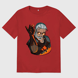 Футболка оверсайз мужская Ведьмак, цвет: красный