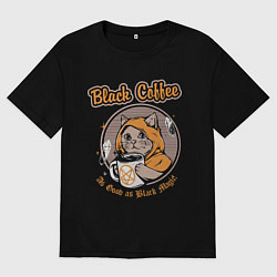 Футболка оверсайз мужская Black Coffee Cat, цвет: черный