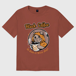 Футболка оверсайз мужская Black Coffee Cat, цвет: кирпичный