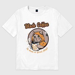 Футболка оверсайз мужская Black Coffee Cat, цвет: белый