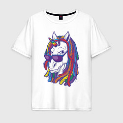 Футболка оверсайз мужская Rasta Unicorn, цвет: белый