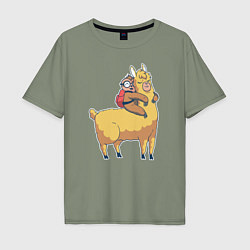 Мужская футболка оверсайз Ленивец и лама