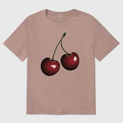 Футболка оверсайз мужская Вишня, цвет: пыльно-розовый