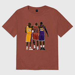 Футболка оверсайз мужская Kobe, Michael, LeBron, цвет: кирпичный