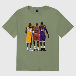 Футболка оверсайз мужская Kobe, Michael, LeBron, цвет: авокадо