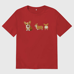 Футболка оверсайз мужская Корги, цвет: красный