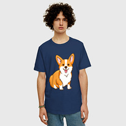 Футболка оверсайз мужская Корги, цвет: тёмно-синий — фото 2