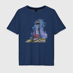 Мужская футболка оверсайз Crisp Point Lighthouse