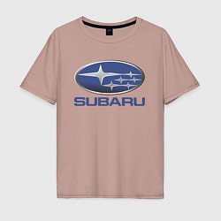 Футболка оверсайз мужская SUBARU, цвет: пыльно-розовый