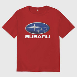 Футболка оверсайз мужская SUBARU, цвет: красный