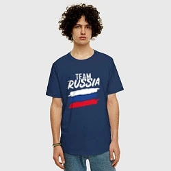 Футболка оверсайз мужская Россия, цвет: тёмно-синий — фото 2