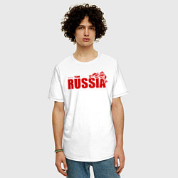 Футболка оверсайз мужская Russia, цвет: белый — фото 2