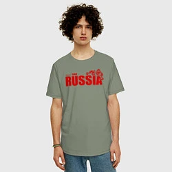 Футболка оверсайз мужская Russia, цвет: авокадо — фото 2