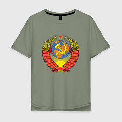 Футболка оверсайз мужская Герб СССР, цвет: авокадо